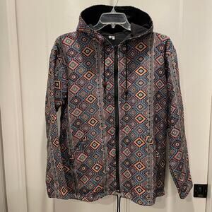 Hooded Jacket Womens XL Southern Western Geometric Print Tapestry Indie Full Zip